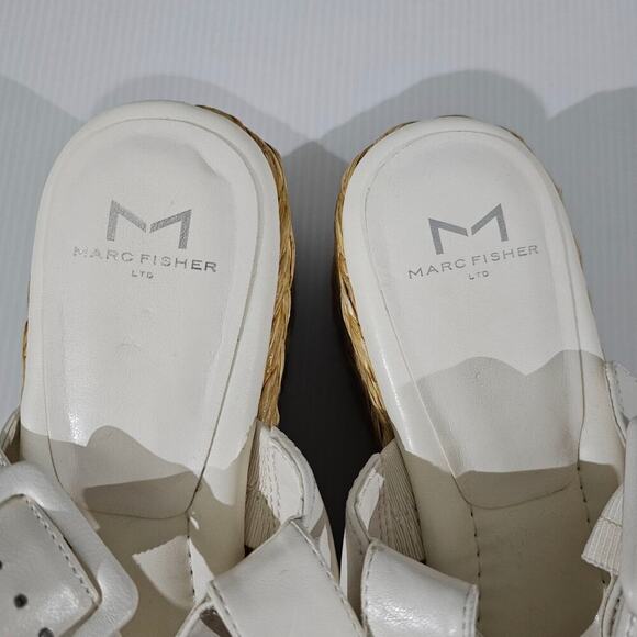 NEW Marc Fisher LTD Patryce Sandal Womens 9 Ivory Leather Espadrille Platform - Picture 8 of 13